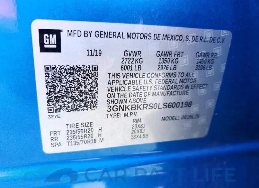 3GNKBKRS0LS600198# 14