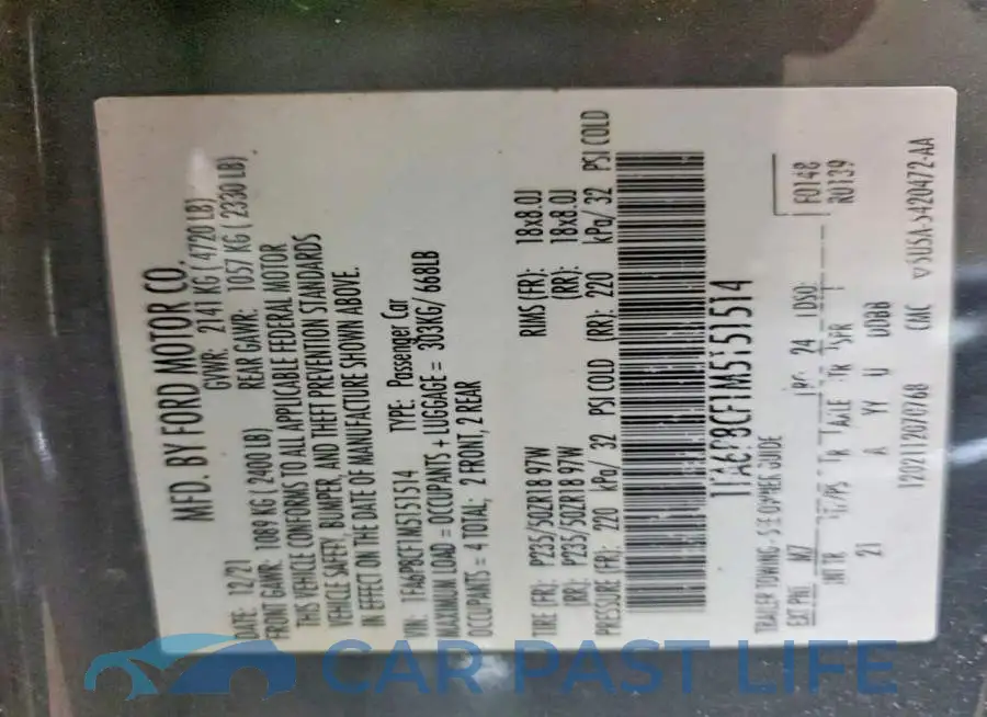 1FA6P8CF1M5151514# 13