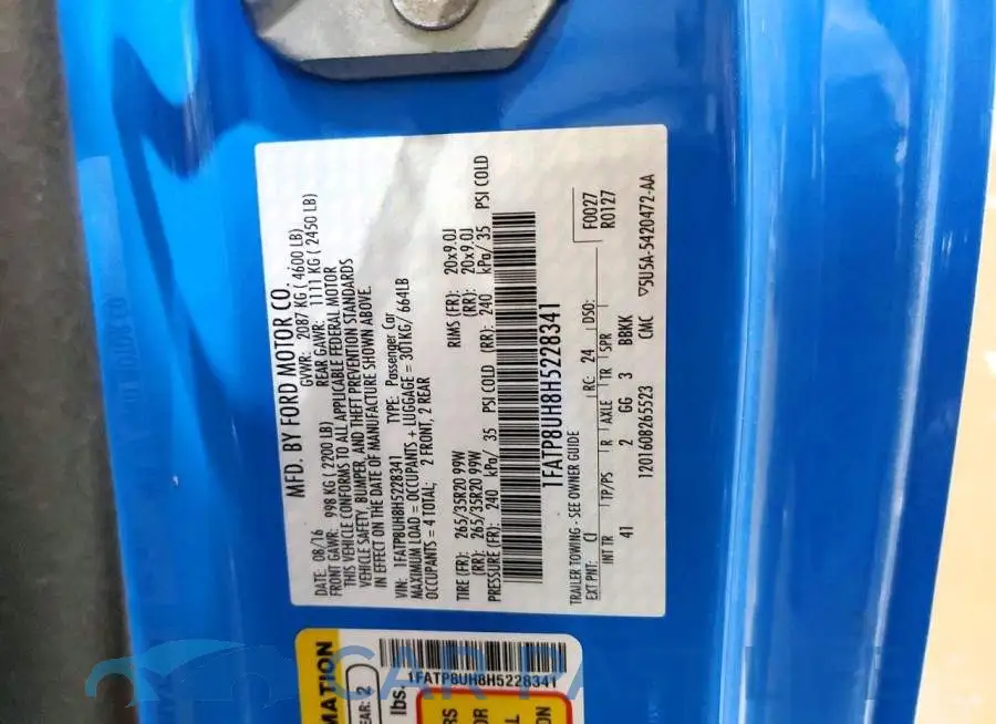 1FATP8UH8H5228341# 12