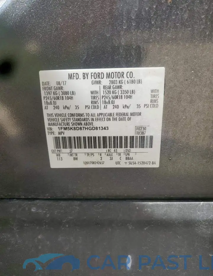 1FM5K8D87HGD81343# 14