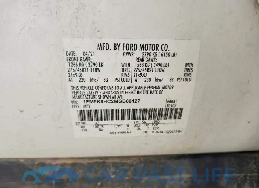 1FM5K8HC2MGB60127# 13