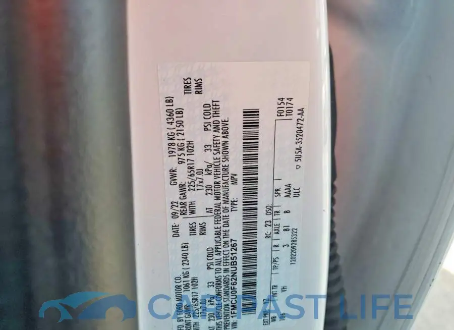 1FMCU0F62NUB51267# 13