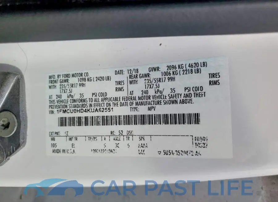 1FMCU0HD4KUA62551# 13
