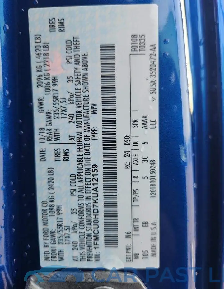 1FMCU0HD7KUA12159# 13