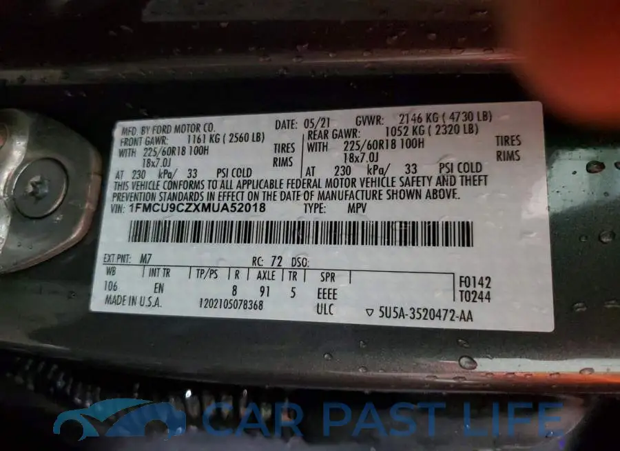 1FMCU9CZXMUA52018# 14
