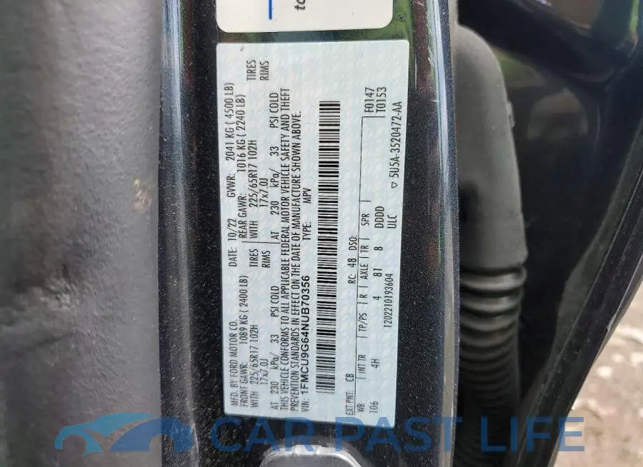 1FMCU9G64NUB70356# 13