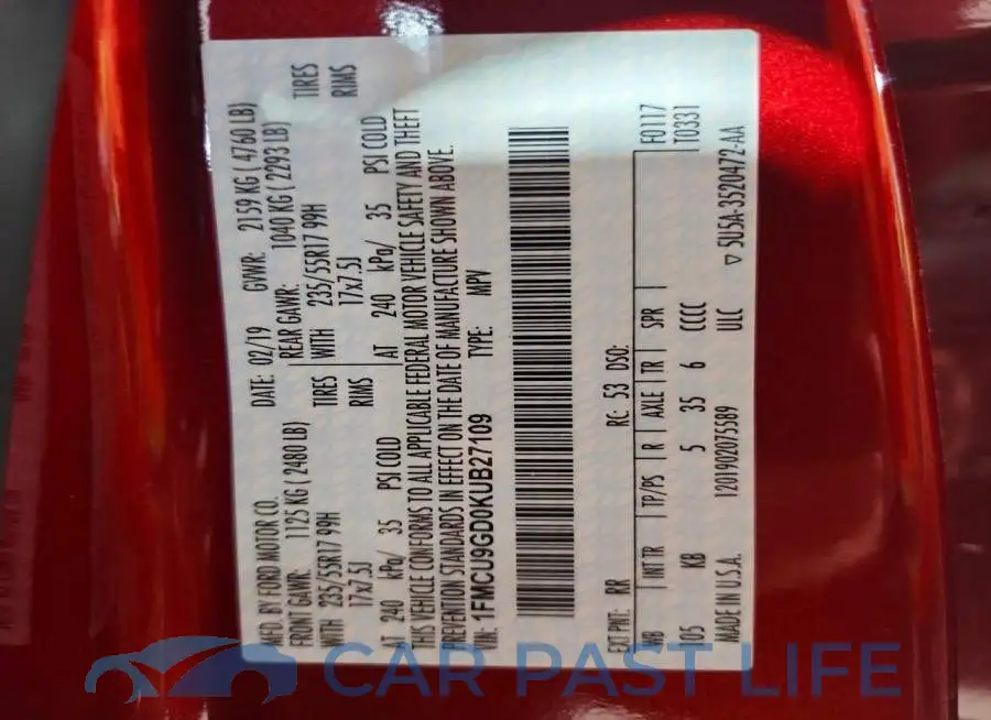 1FMCU9GD0KUB27109# 14
