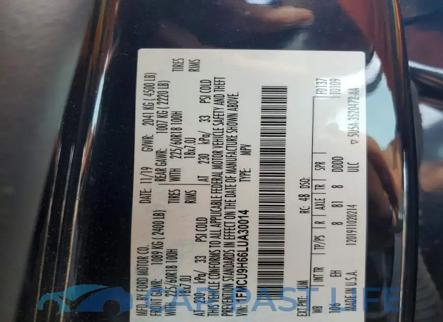 1FMCU9H66LUA30014# 13