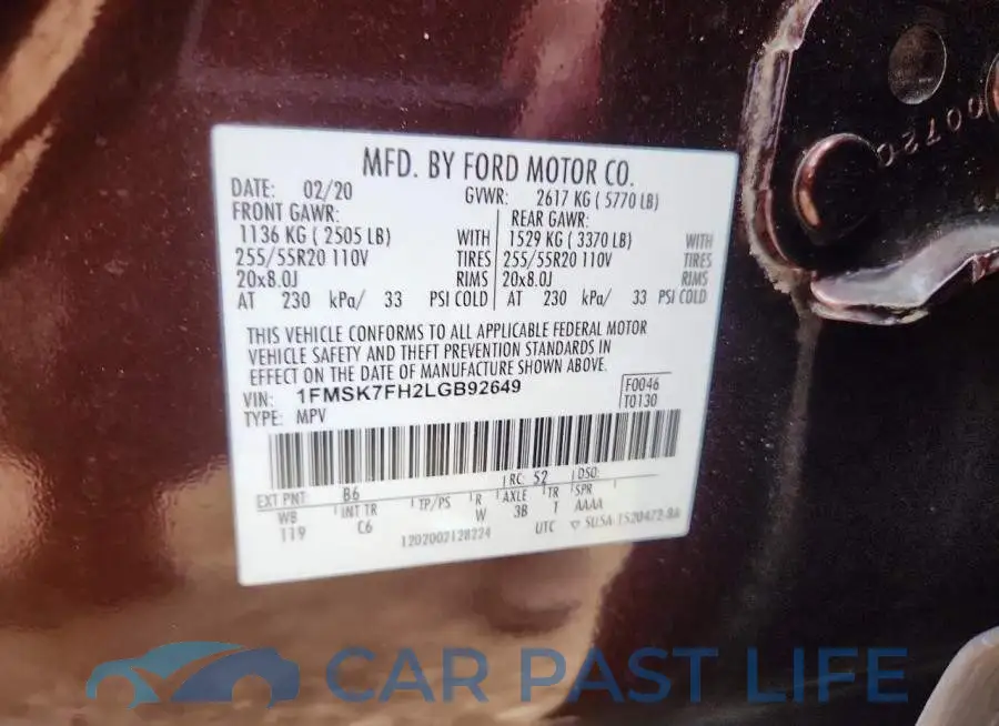 1FMSK7FH2LGB92649# 12