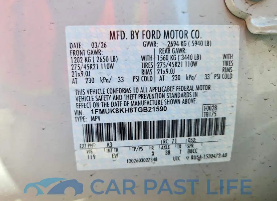 1FMUK8KH8TGB21590# 13