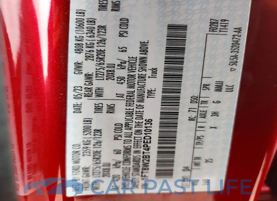 1FT8W2BT4PED10136# 12