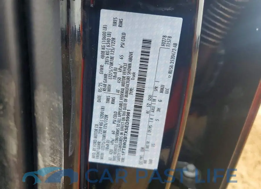 1FT8W2BTXSED59981# 12