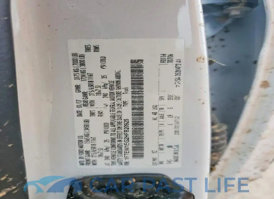 1FTEW1EG2HFB20925# 12