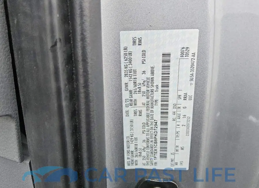 1FTEX1CB8PKD72947# 13