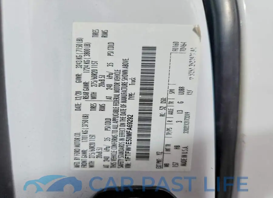 1FTFW1E50MFA69292# 12