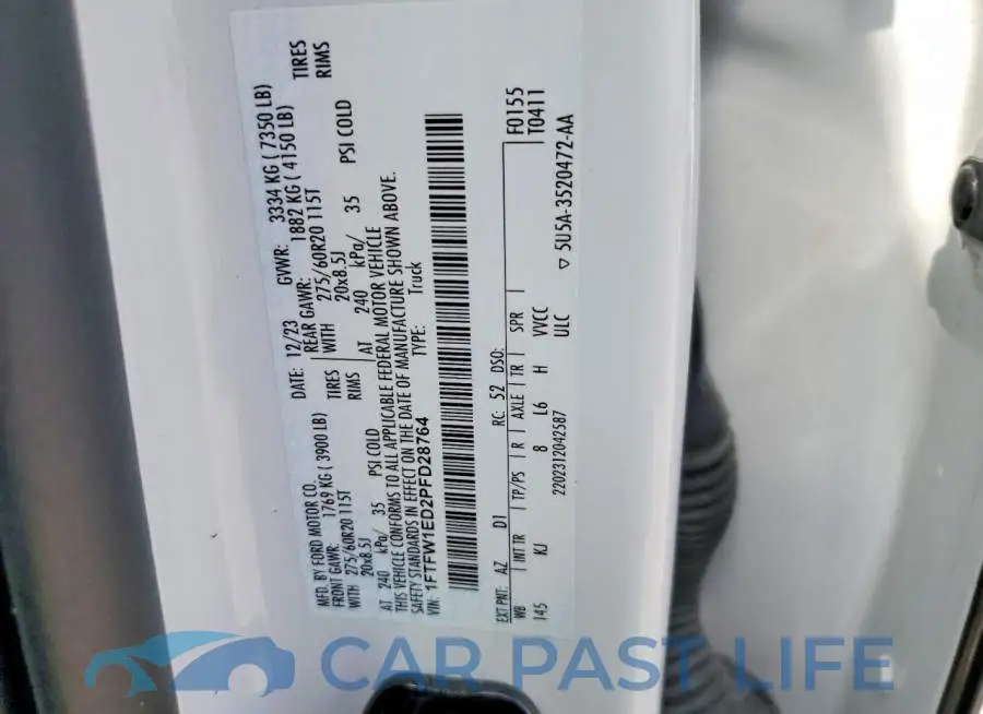 1FTFW1ED2PFD28764# 12