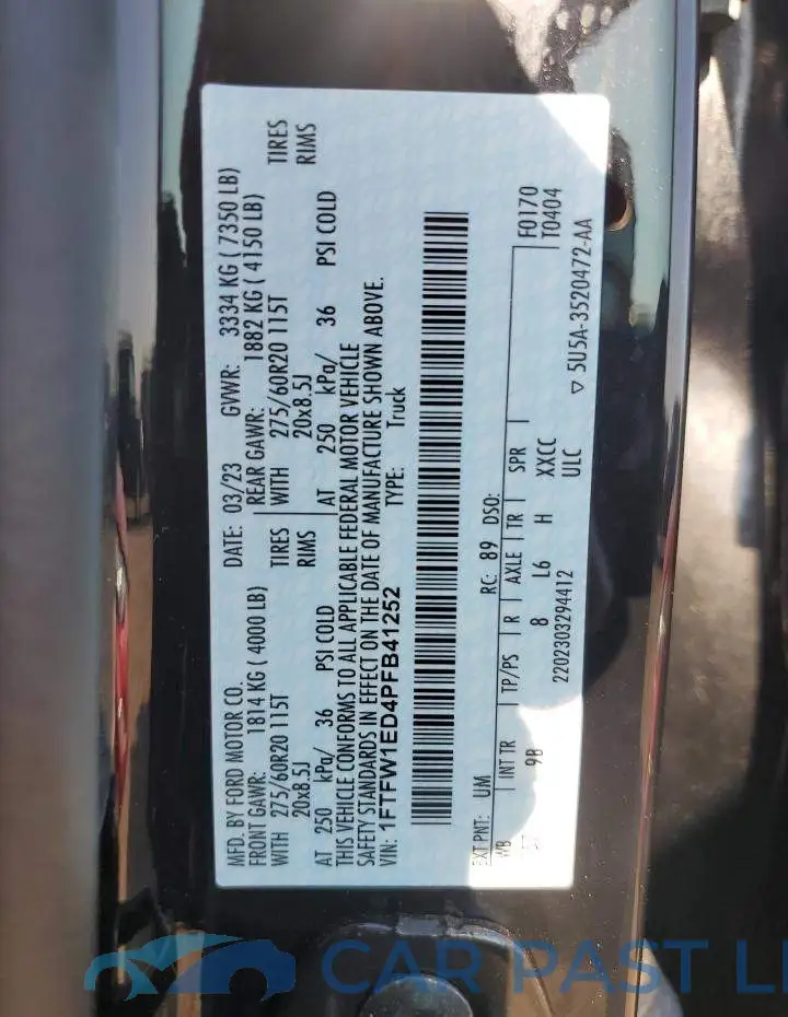 1FTFW1ED4PFB41252# 13