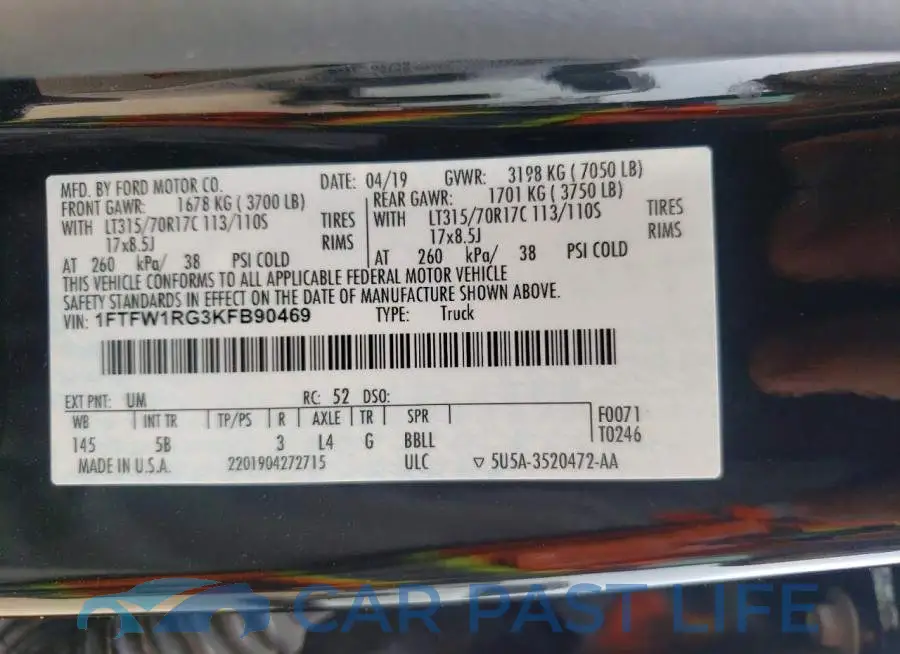 1FTFW1RG3KFB90469# 12