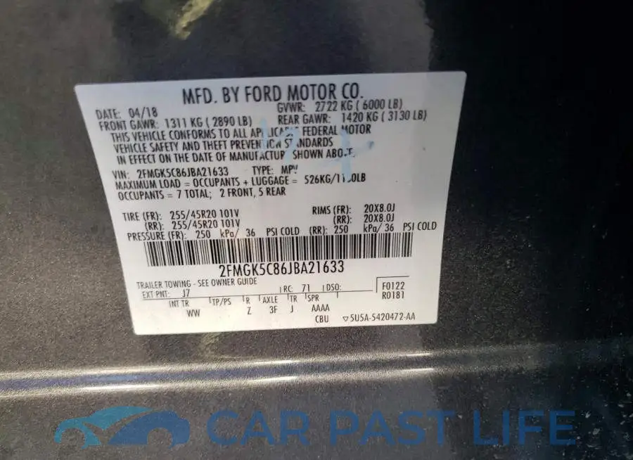 2FMGK5C86JBA21633# 12