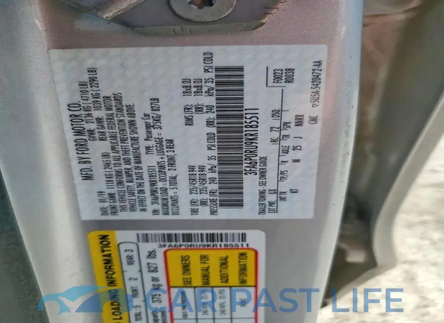 3FA6P0RU9KR185511# 12