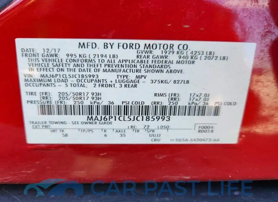 MAJ6P1CL5JC185993# 13