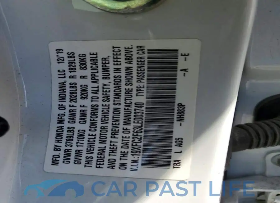 19XFC2F63LE003740# 12