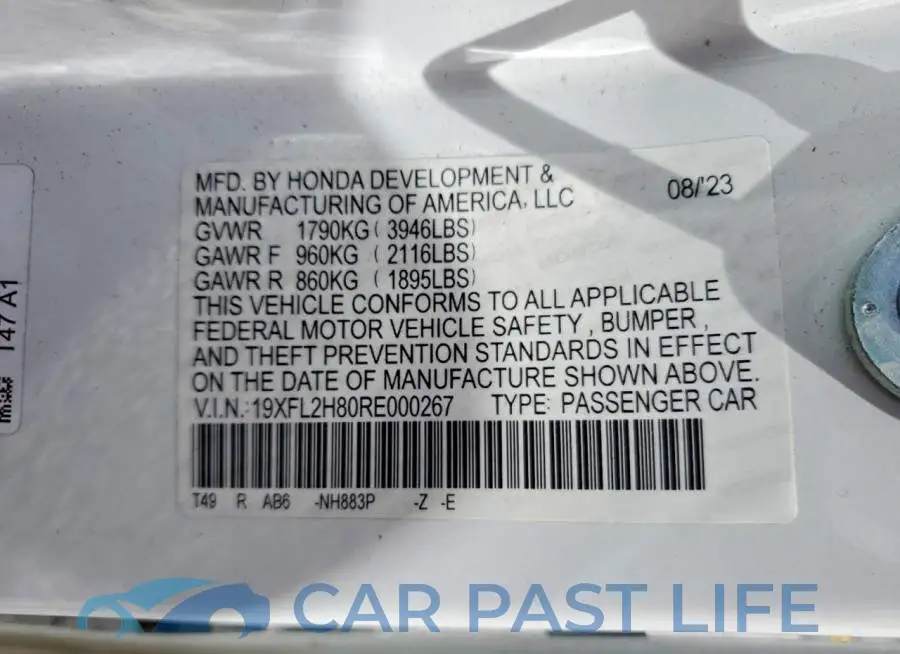 19XFL2H80RE000267# 12