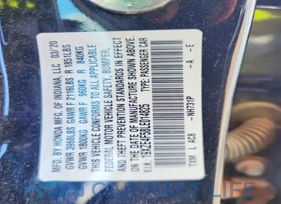 19XZE4F58LE014825# 12