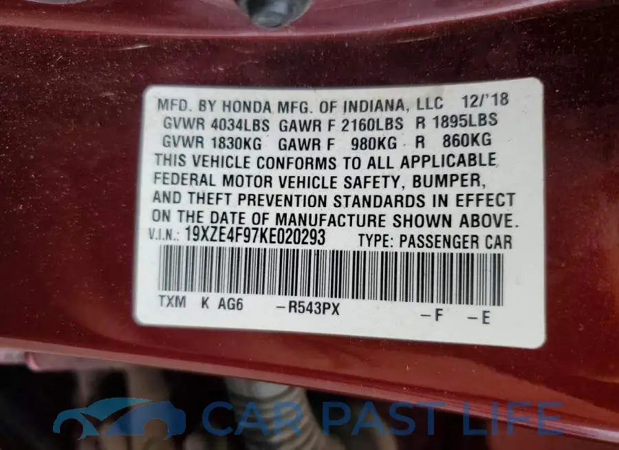 19XZE4F97KE020293# 12