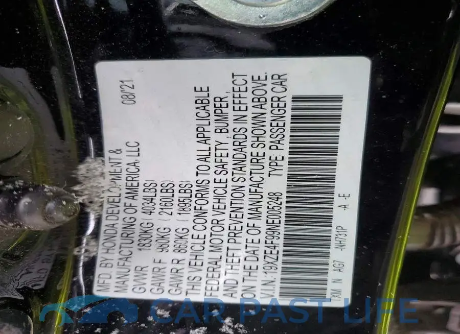 19XZE4F99NE005248# 13