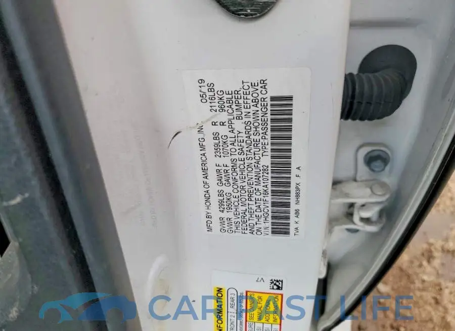 1HGCV1F16KA107282# 12
