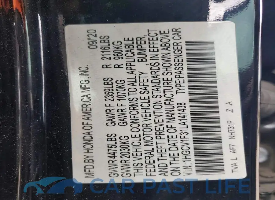 1HGCV1F31LA141438# 13
