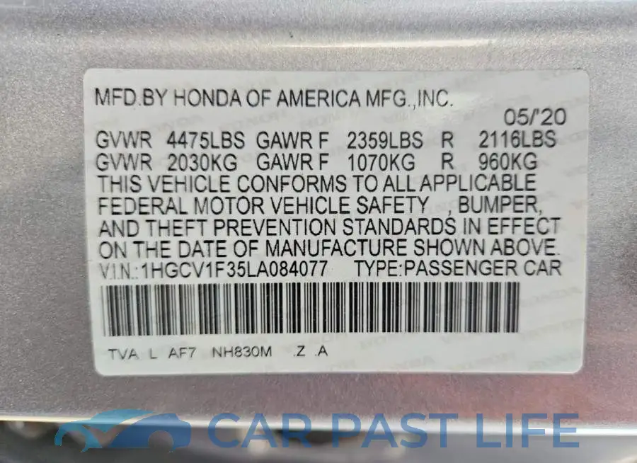 1HGCV1F35LA084077# 12