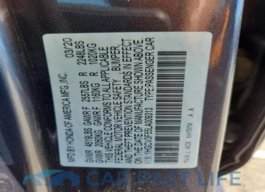 1HGCV3F55LA009313# 12
