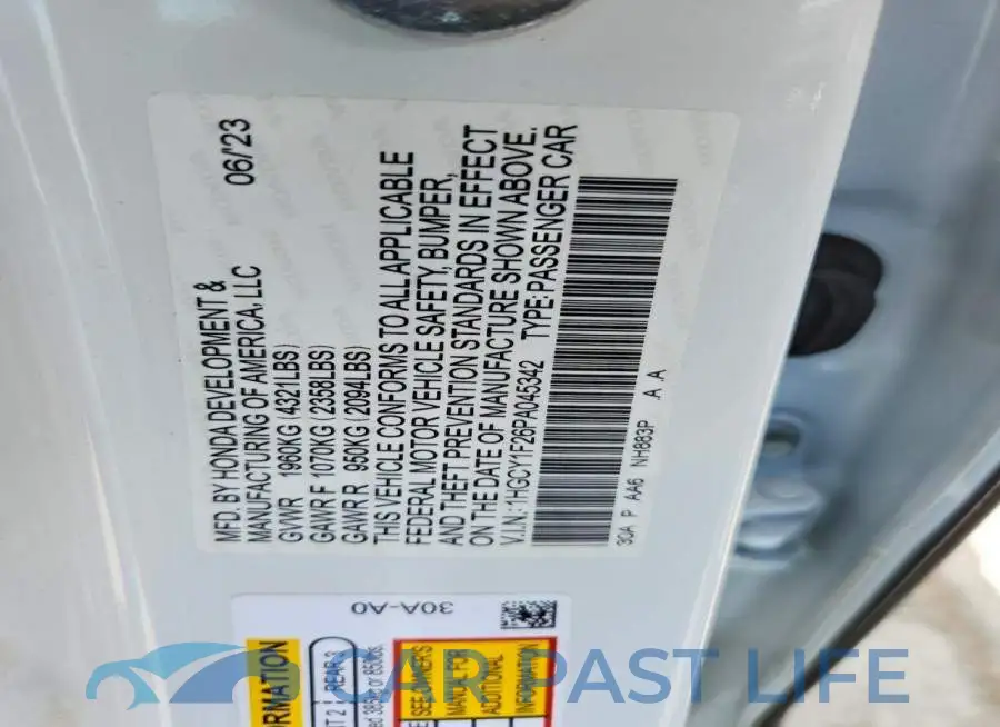 1HGCY1F26PA045342# 13