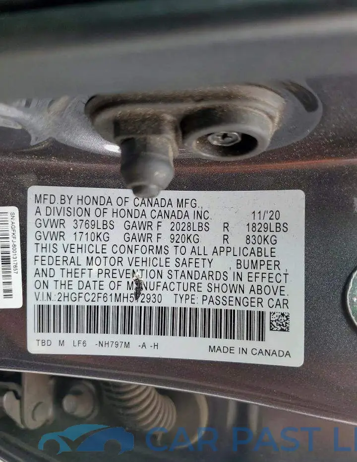 2HGFC2F61MH512930# 12