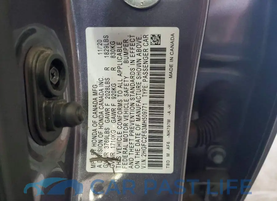 2HGFC2F63MH509771# 12