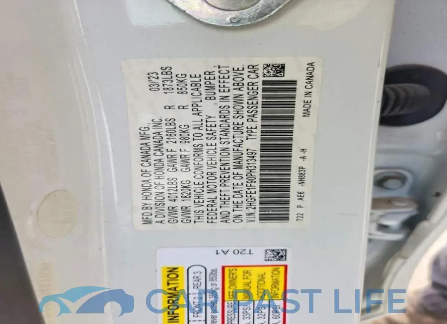 2HGFE1F90PH313497# 12