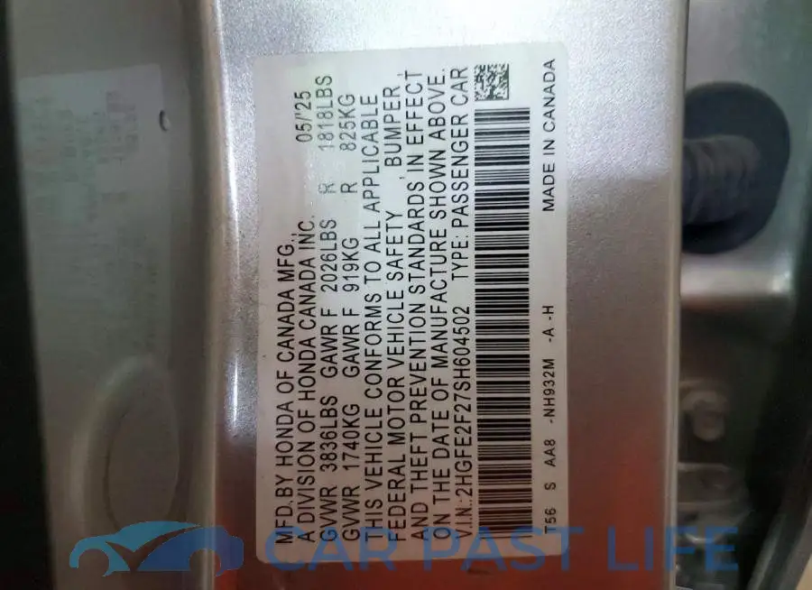 2HGFE2F27SH604502# 12