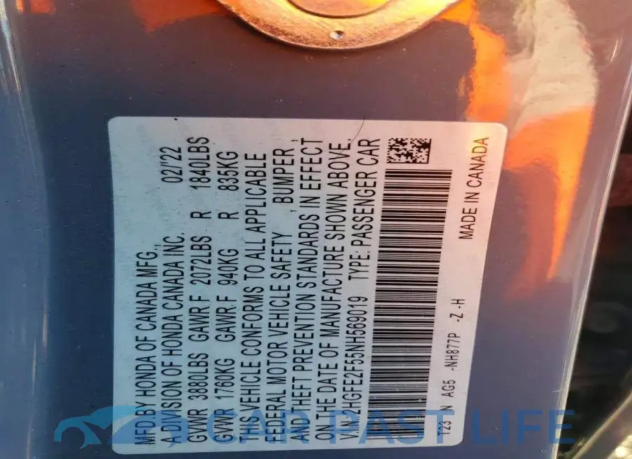 2HGFE2F55NH569019# 12