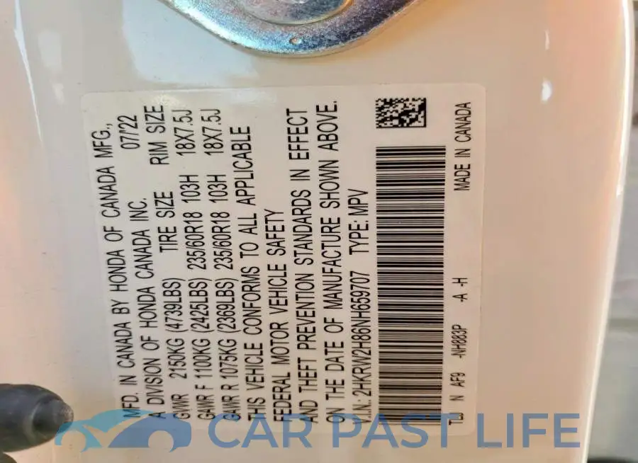 2HKRW2H86NH659707# 14