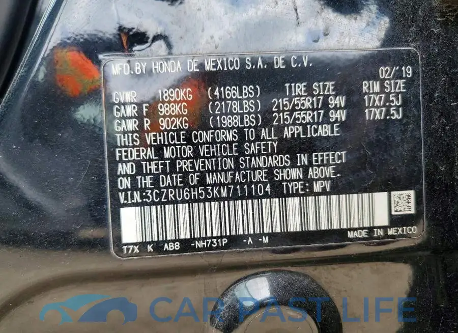 3CZRU6H53KM711104# 12