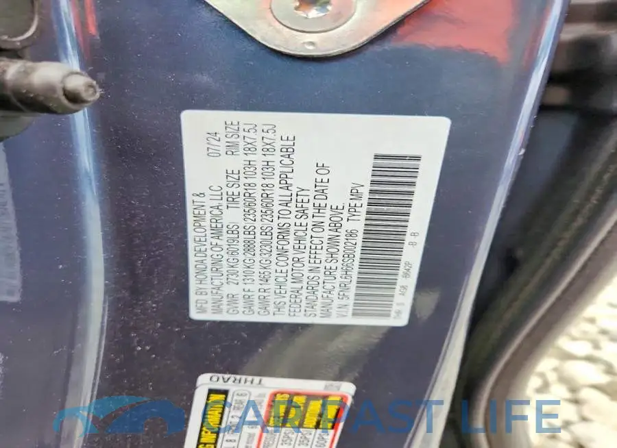 5FNRL6H66SB002186# 13