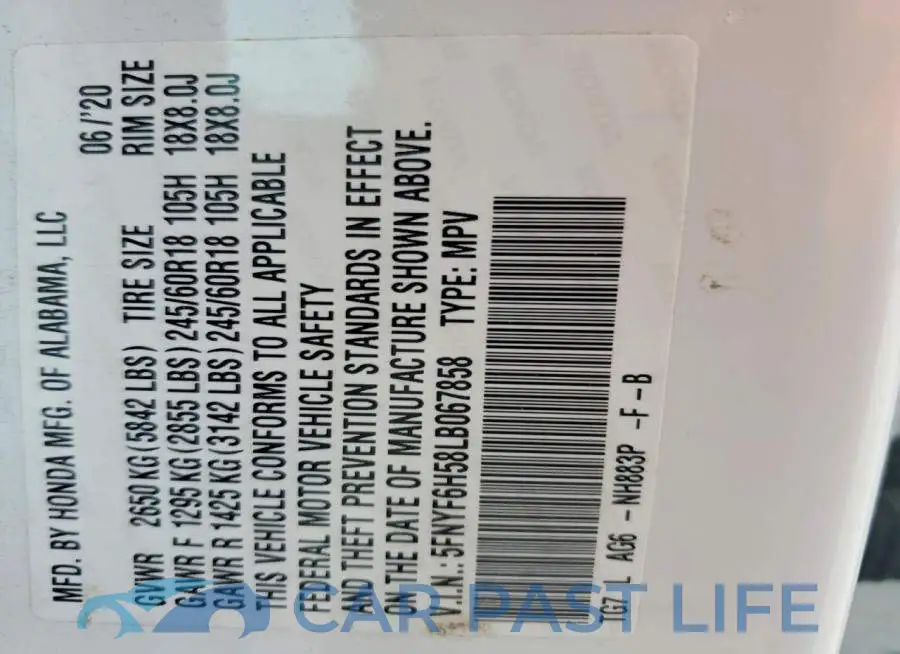 5FNYF6H58LB067858# 13