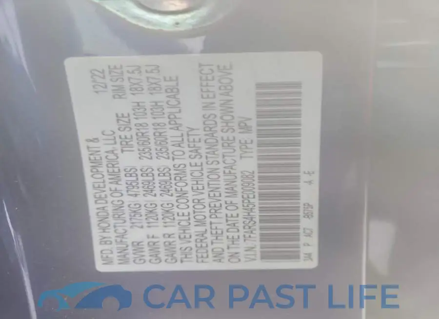 7FARS4H45PE009082# 13