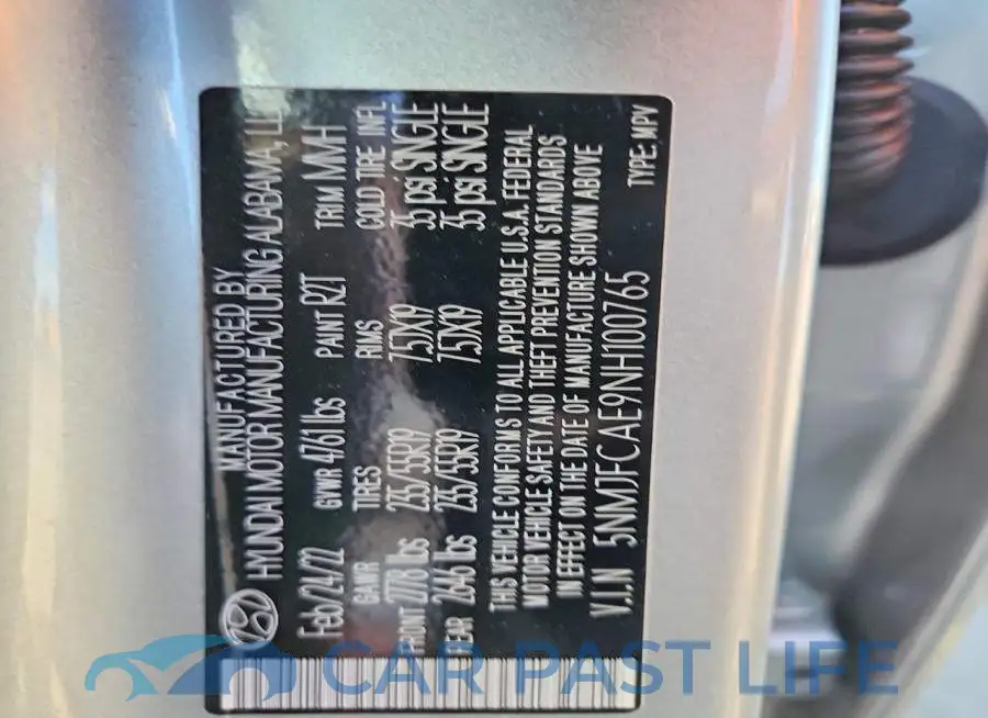 5NMJFCAE9NH100765# 14