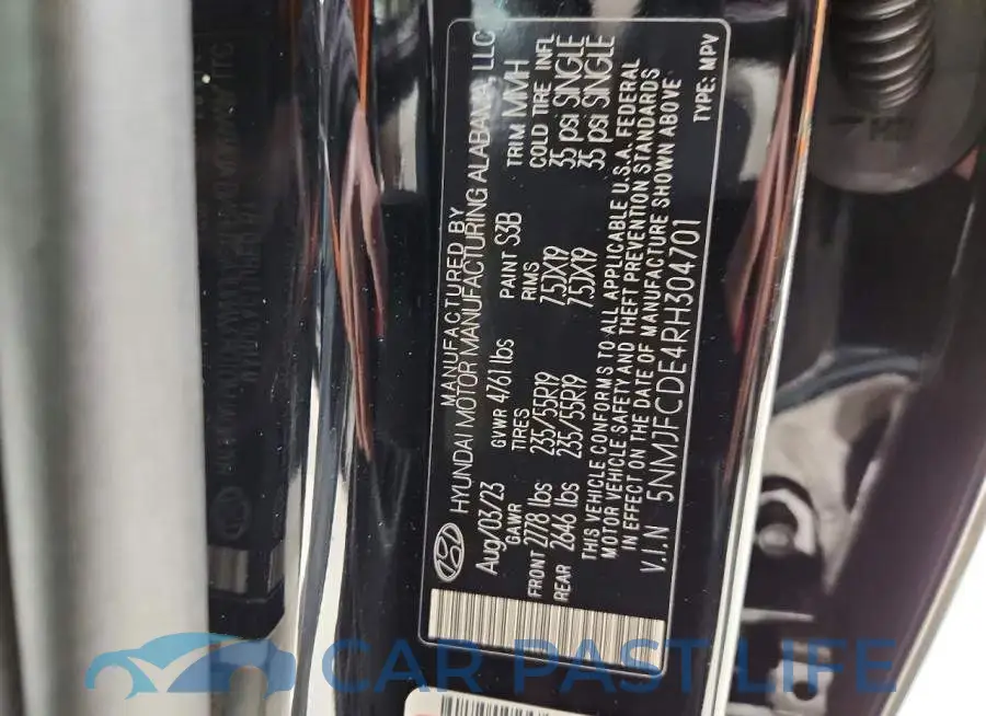 5NMJFCDE4RH304701# 13