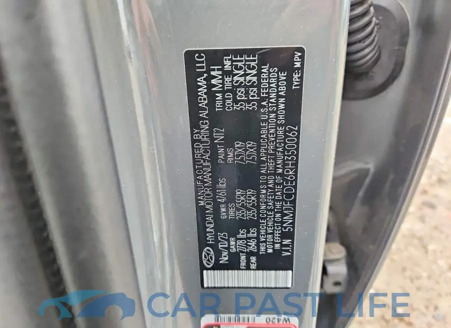 5NMJFCDE6RH350062# 12