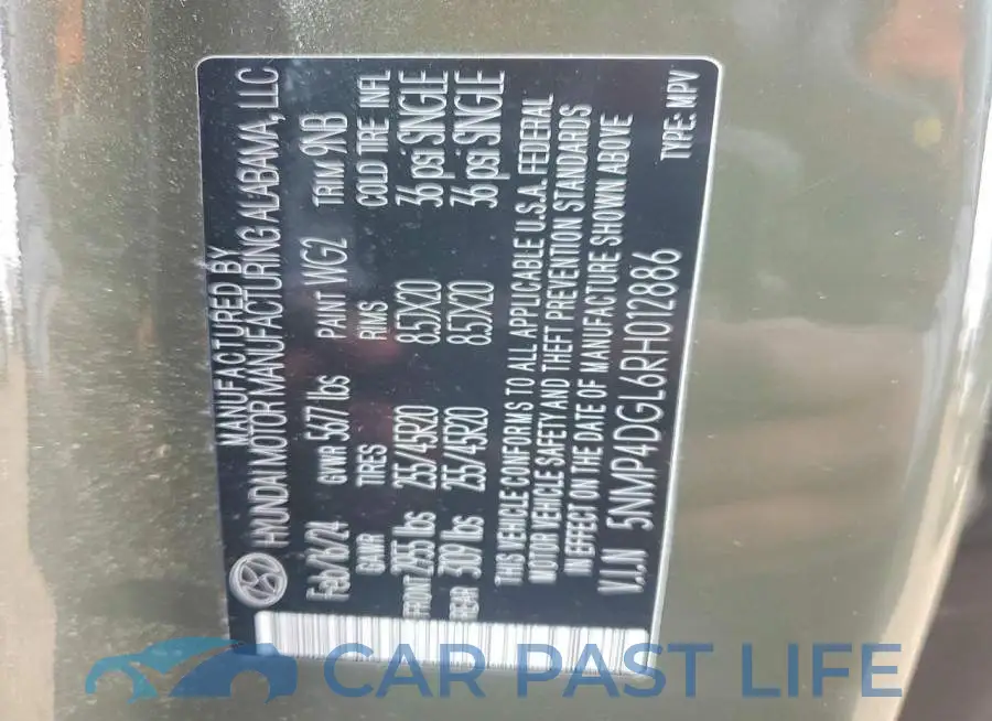 5NMP4DGL6RH012886# 12