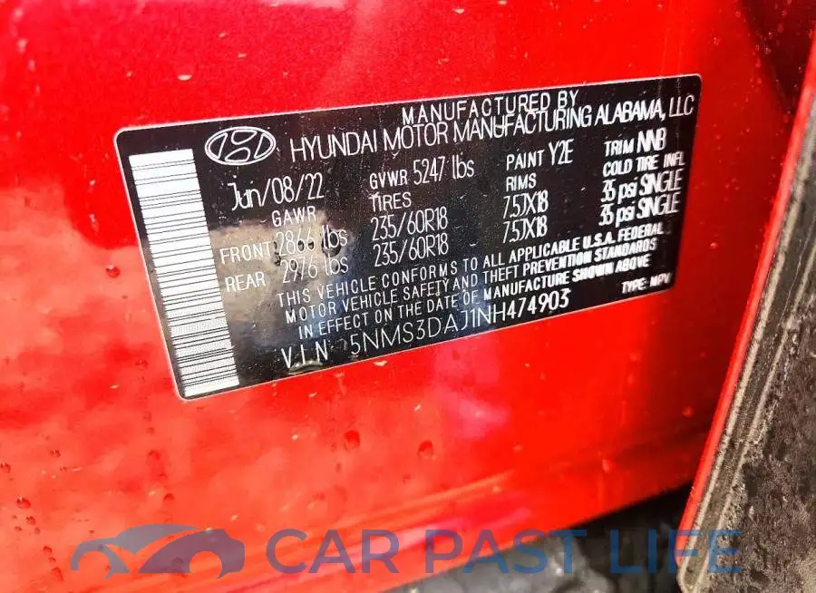 5NMS3DAJ1NH474903# 12